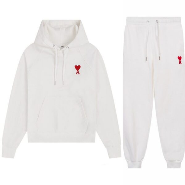 Ami Classic Love Towel Embroidered Hoodie set White OKLU20261840