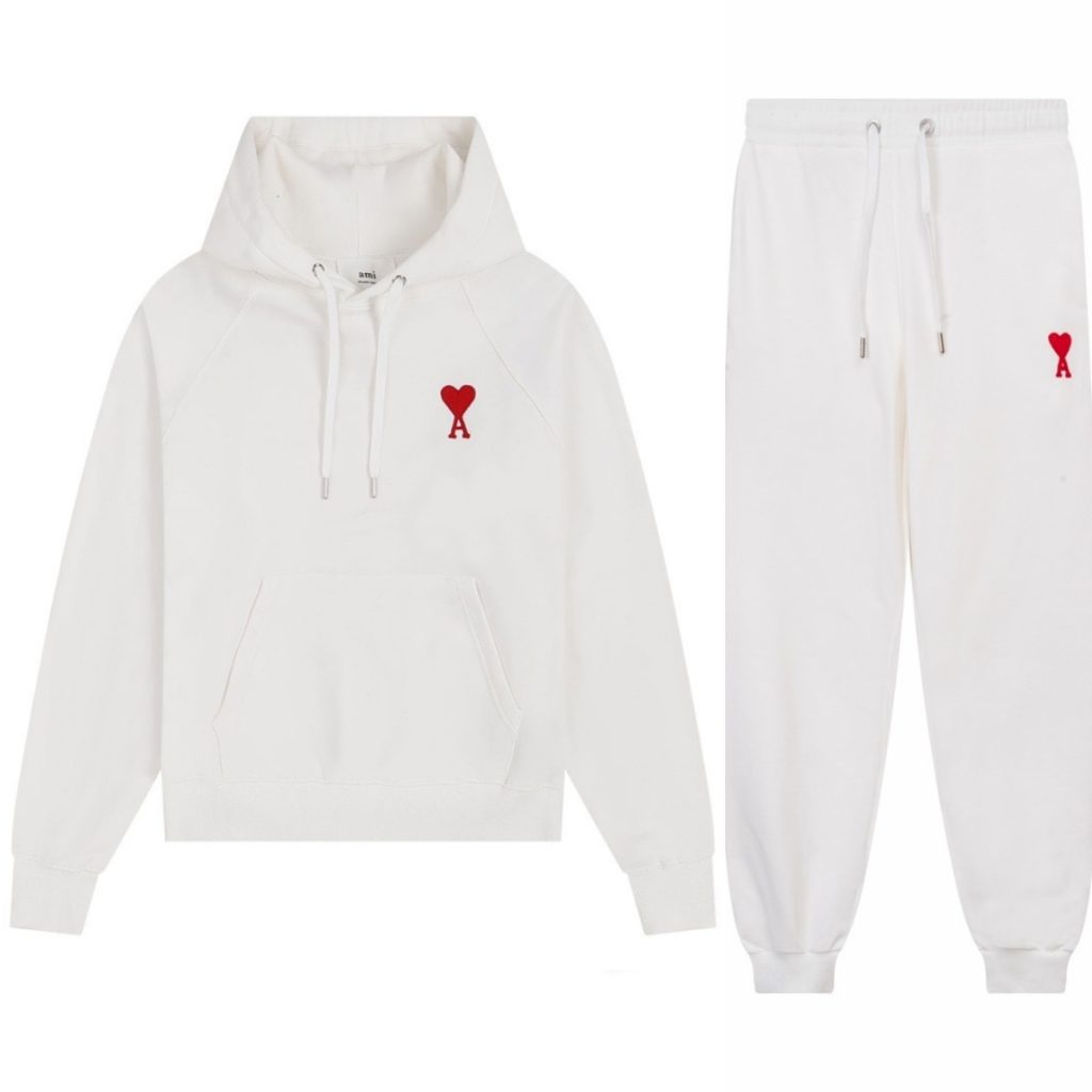 Ami Classic Love Towel Embroidered Hoodie set White OKLU20261840