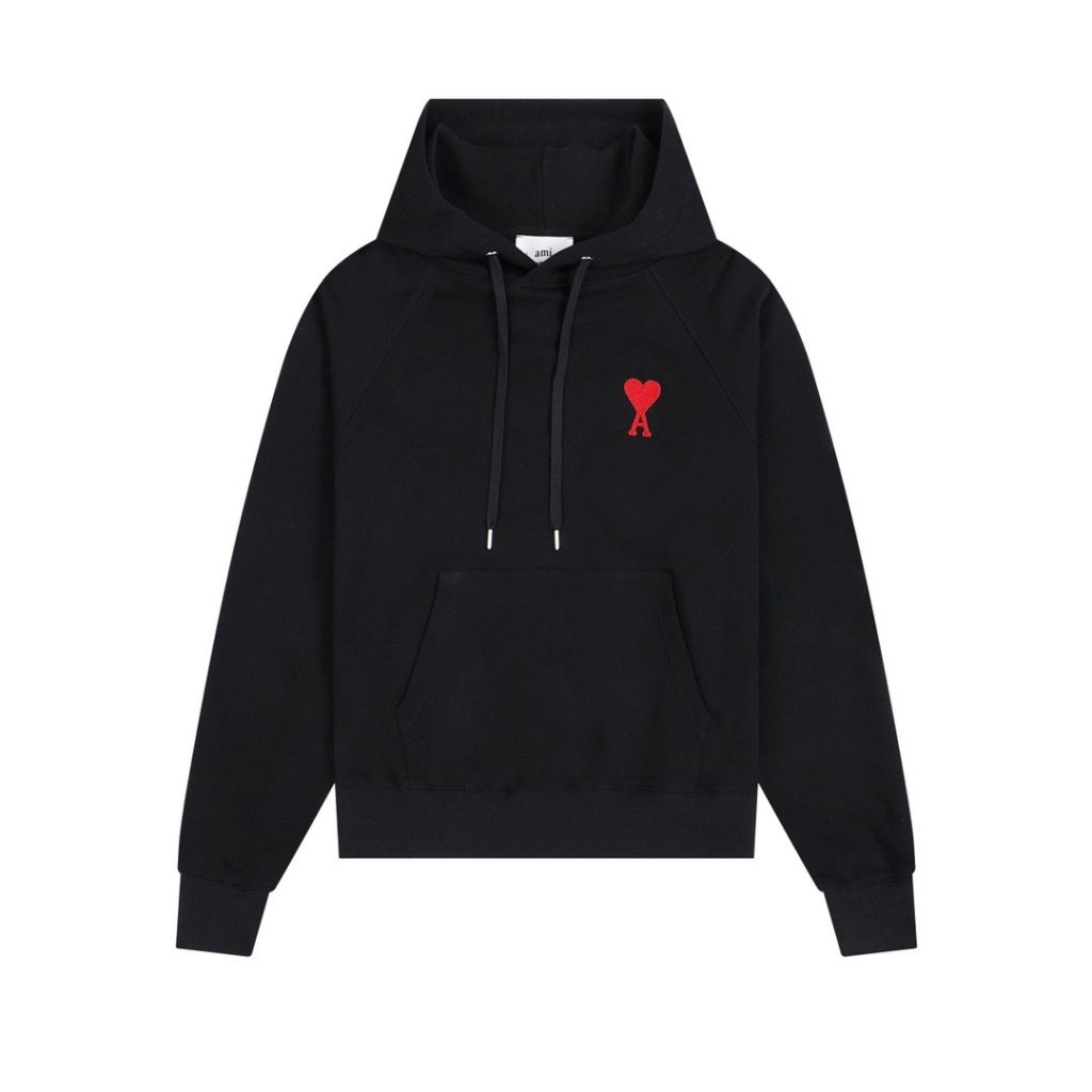 Ami Classic Love Towel Embroidered Hoodie set Black OKLU20261841