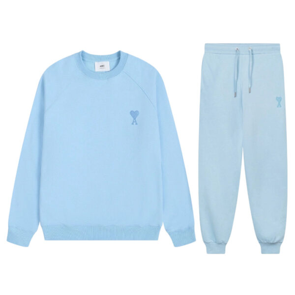 AMI PAPIS Classic Love Loose Round Neck Hoodie set Blue OKLU20261849