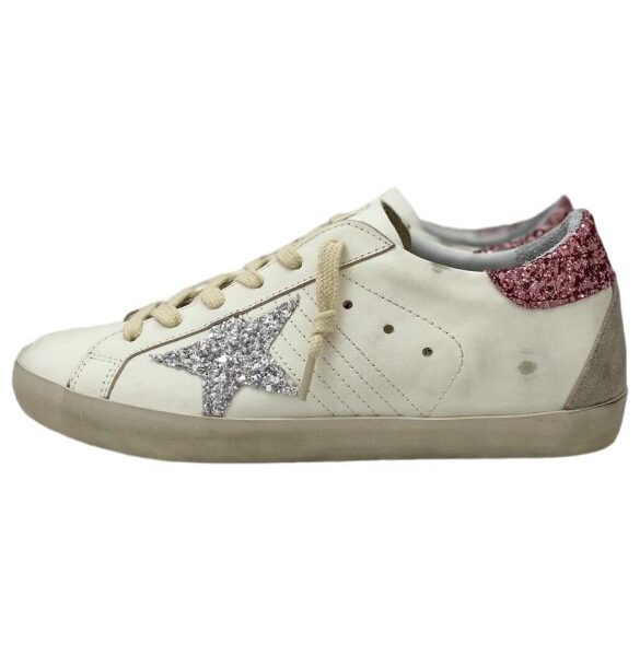 Golden Goose Super Star Sparkling Pink Heel Sparkling Silver Star OKLU2026184