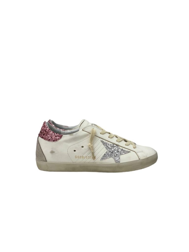 Golden Goose Super Star Sparkling Pink Heel Sparkling Silver Star OKLU2026184