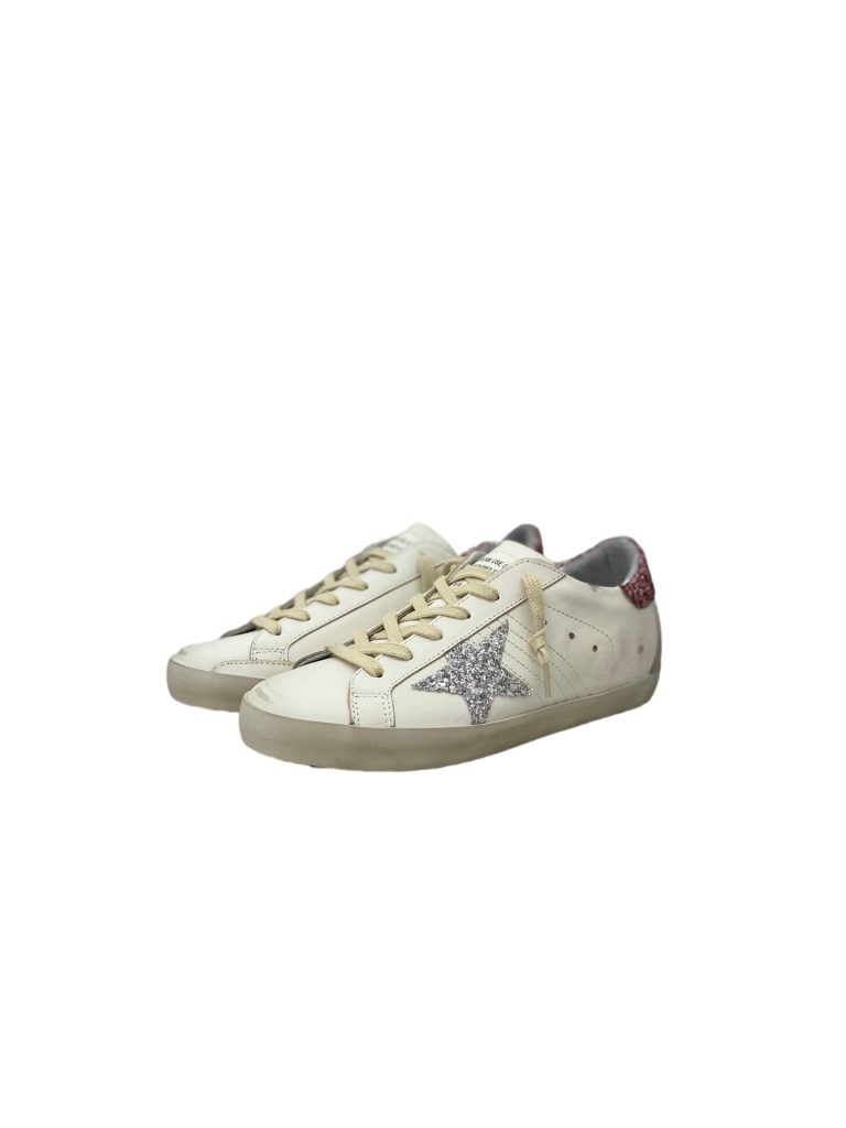 Golden Goose Super Star Sparkling Pink Heel Sparkling Silver Star OKLU2026184