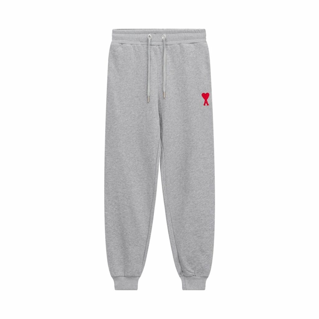 AMI PAPIS Classic Love Loose Round Neck Hoodie set Grey Red OKLU20261850