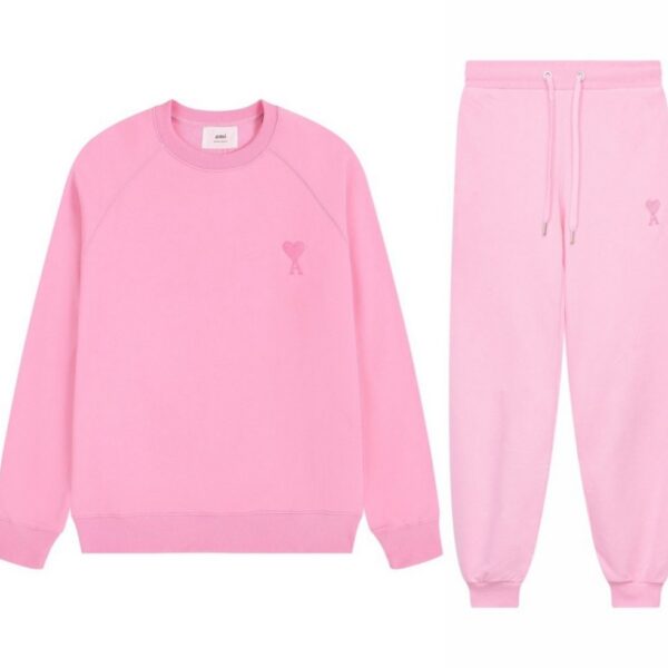 AMI PAPIS Classic Love Loose Round Neck Hoodie set Pink OKLU20261851