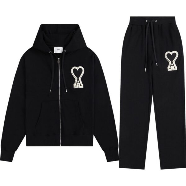 Ami Classic Big A Love Zipper cardigan Black Set OKLU20261853