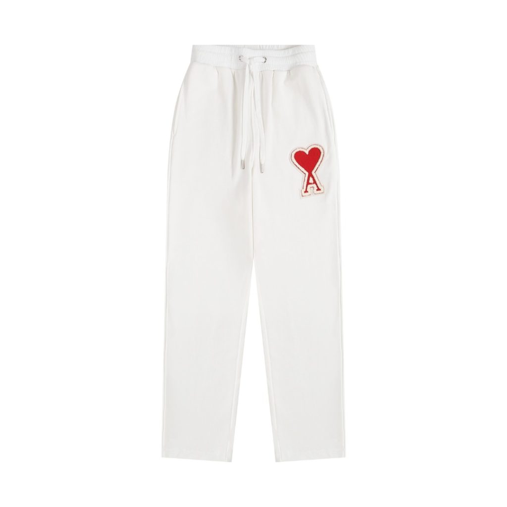 Ami Classic Big A Love Zipper cardigan White and Red Set OKLU20261854