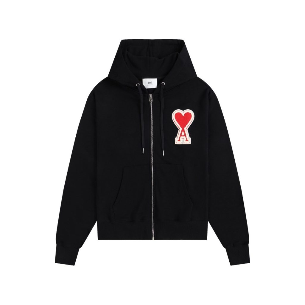 Ami Classic Big A Love Zipper cardigan Black and Red Set OKLU20261857