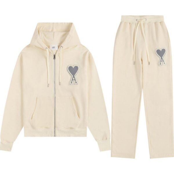 Ami Classic A Love Zipper cardigan Apricot Set OKLU20261859