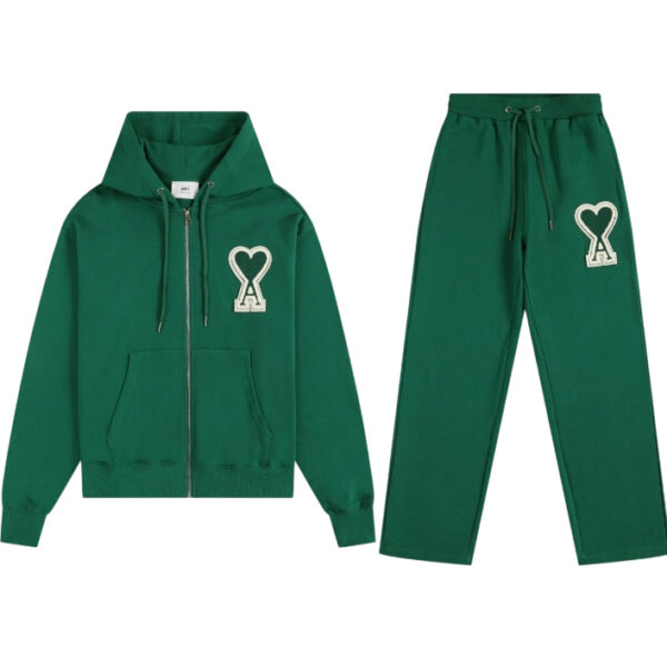 Ami Classic A Love Zipper cardigan Set Dark Green OKLU20261860