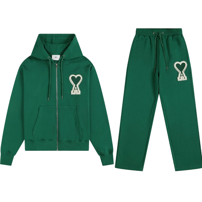 Ami Classic A Love Zipper cardigan Set Dark Green OKLU20261860
