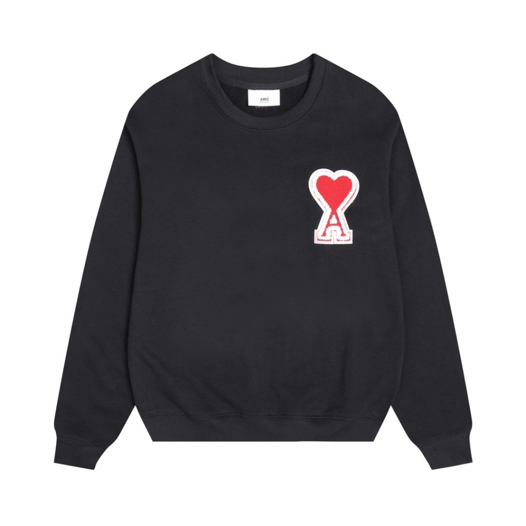 AMI PAPIS Classic Big A Chapter Cloth Love Hoodie Black and Red Set OKLU20261866