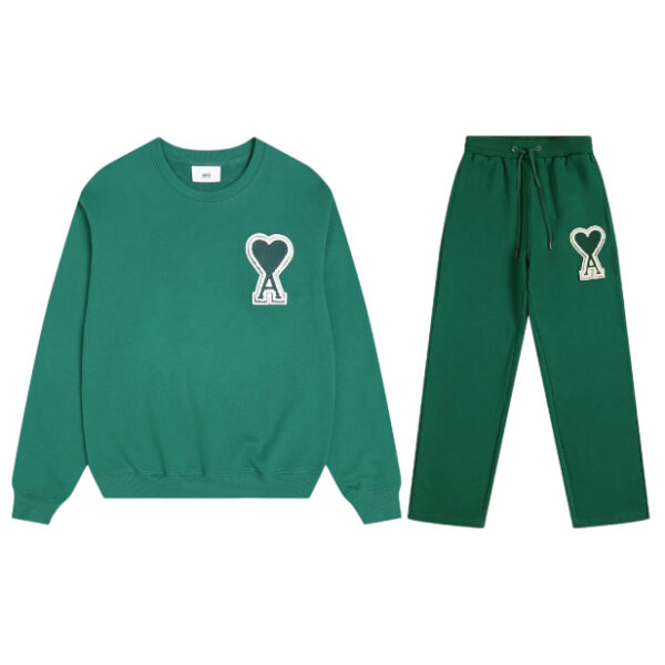 AMI PAPIS Classic Big A-Chapter Cloth Love Hoodie Set Dark Green OKLU20261873