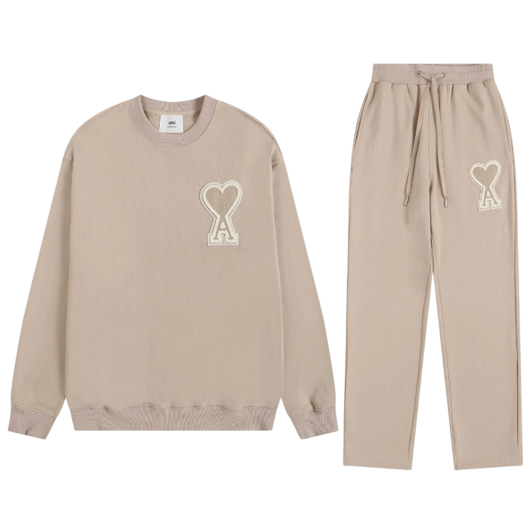 AMI PAPIS Classic Big A Chapter Cloth Love Hoodie Set Khaki OKLU20261874