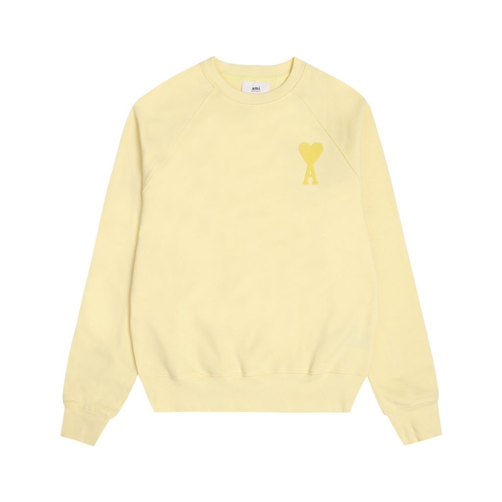 Ami 2025 Classic Macaron Color Round Neck Hoodie Set Light Yellow OKLU20261884