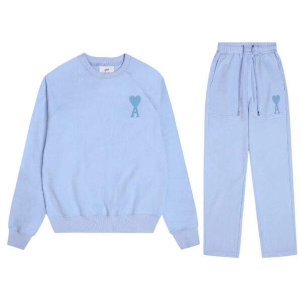 Ami 2025 Classic Macaron Color Round Neck Hoodie Set Light Blue OKLU20261885