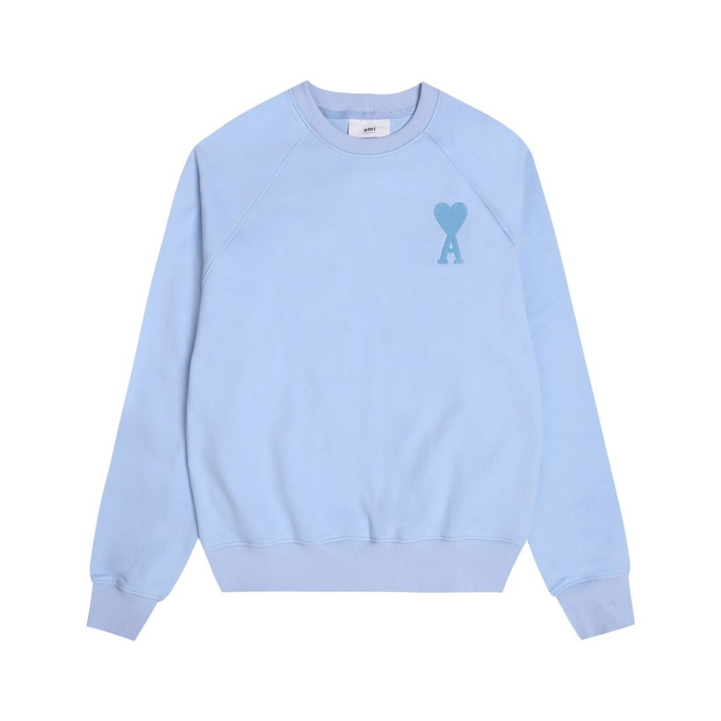 Ami 2025 Classic Macaron Color Round Neck Hoodie Set Light Blue OKLU20261885