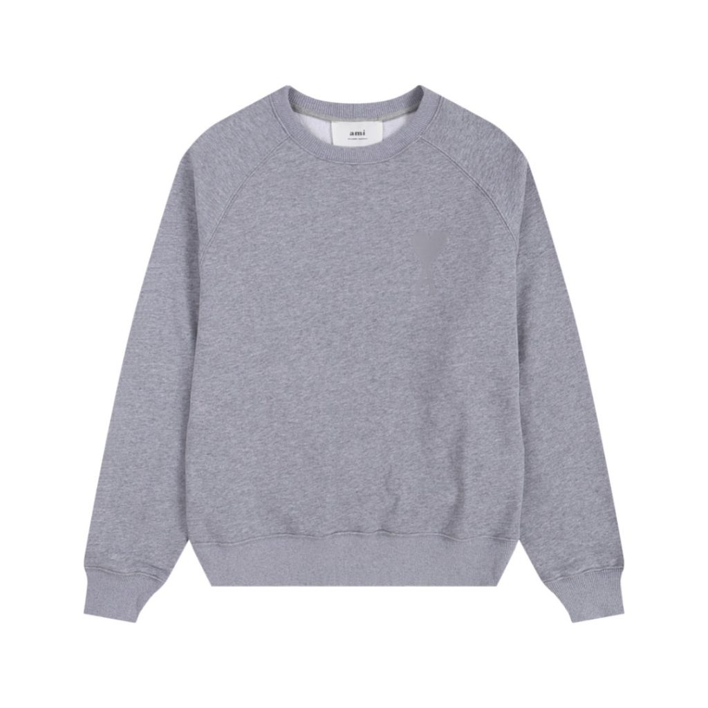 Ami 2025 Classic Macaron Color Round Neck Hoodie Set Grey OKLU20261886