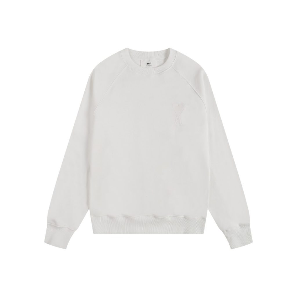 Ami 2025 Classic Macaron Color Round Neck Hoodie Set White OKLU20261887