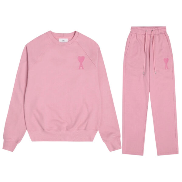 Ami 2025 Classic Macaron Color Round Neck Hoodie Set Light Pink OKLU20261888
