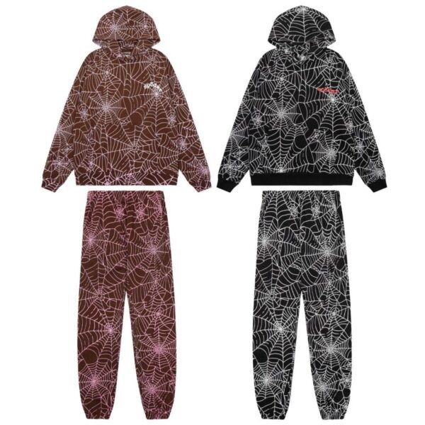 Sp5der Hoodie&Sweatpant Set Wait Web Slate Coffee/Black OKLU20261898