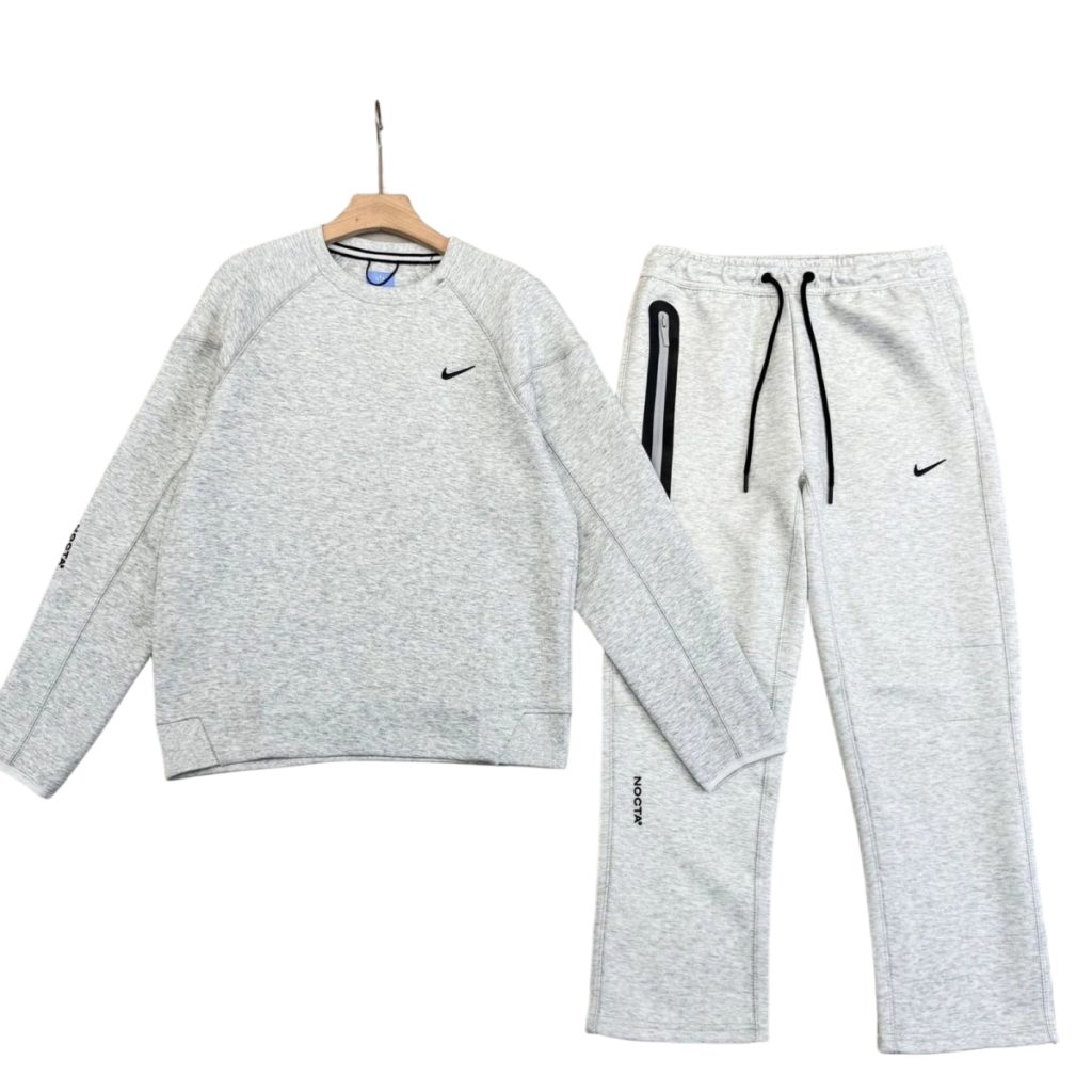Nike x NOCTA Drake Tech Fleece Crew Sweatshirt&Joggers Set Light Grey OKLU20261905