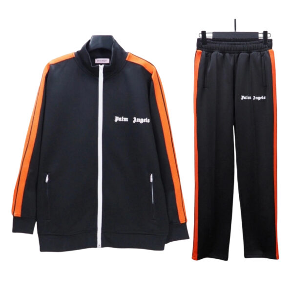 Palm Angels Zip Up Classic Track Jacket&Pants Set Black Orange OKLU20261911