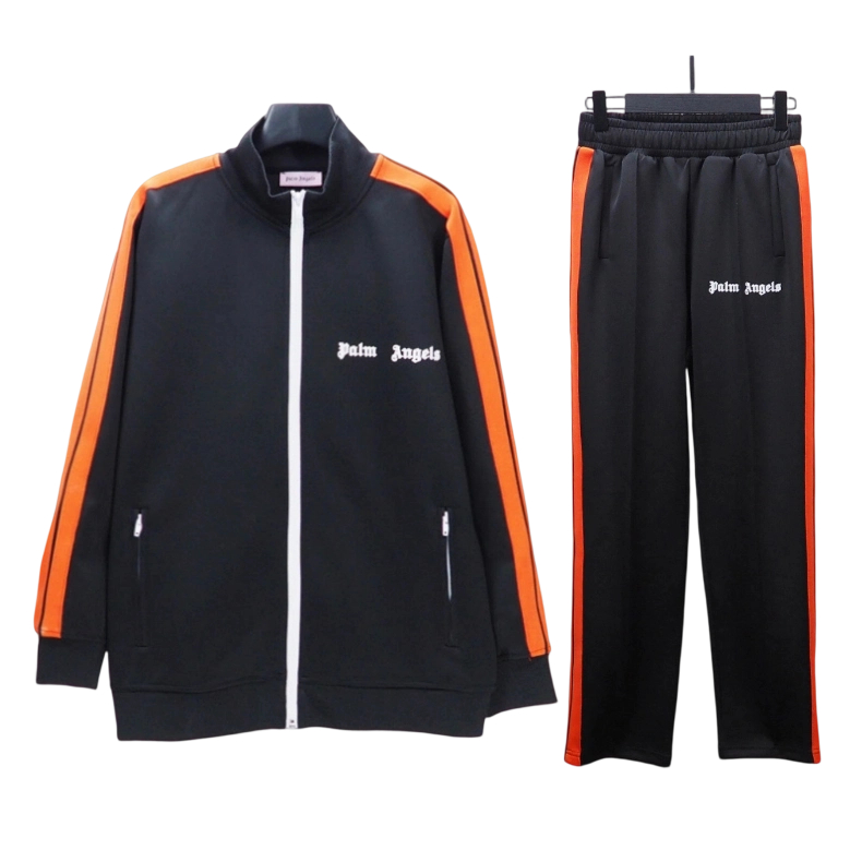 Palm Angels Zip Up Classic Track Jacket&Pants Set Black Orange OKLU20261911