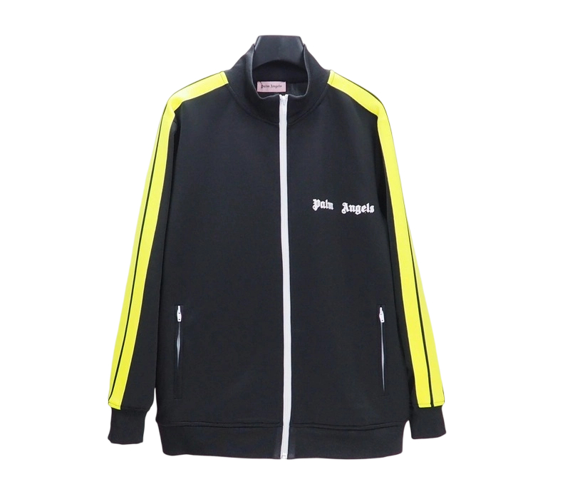 Palm Angels Zip Up Classic Track Jacket&Pants Set Black and Yellow OKLU20261912