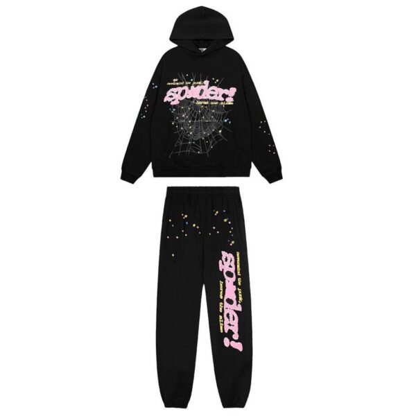Sp5der Hoodie & Sweatpant Set P*NK V2 Black OKLU20261918