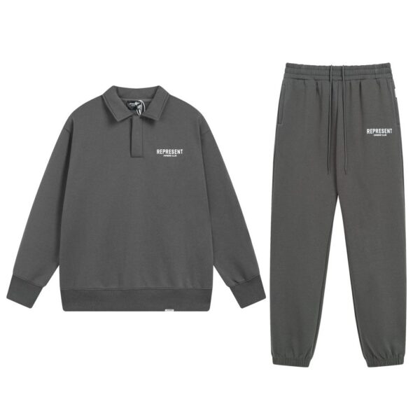 Represent Collar Hoodie Dark Grey Set OKLU20261932