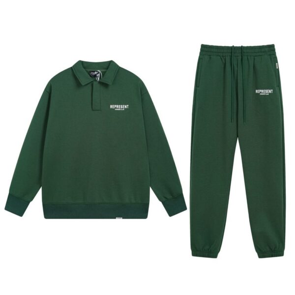 Represent collar hoodie dark green set OKLU20261934