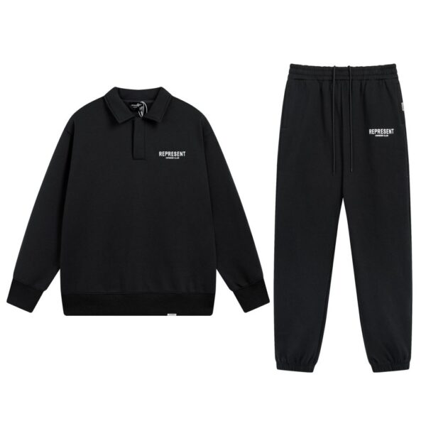Represent Collar Hoodie Black Set OKLU20261935
