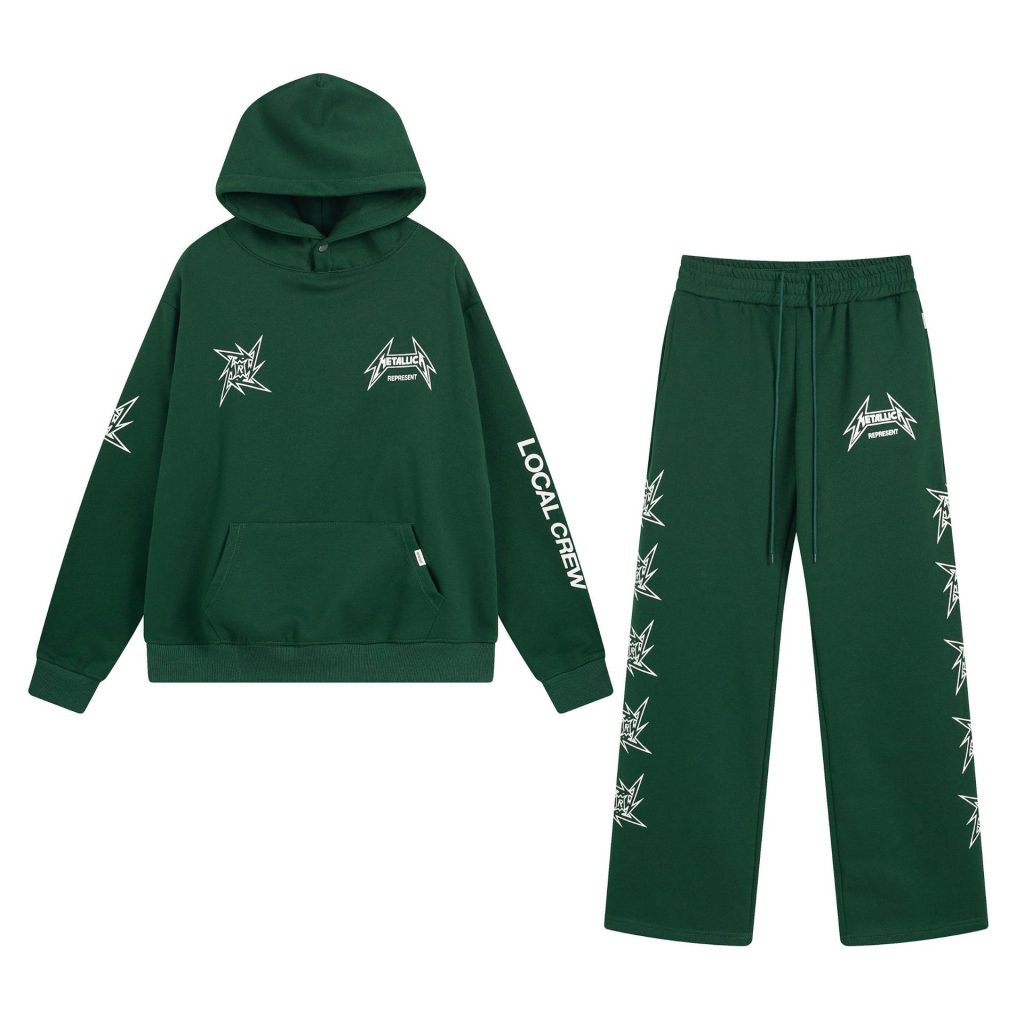 Represent Angel Classic Letter Hoodie dark green Set OKLU20261944