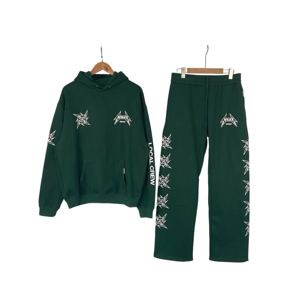 Represent Angel Classic Letter Hoodie dark green Set OKLU20261944