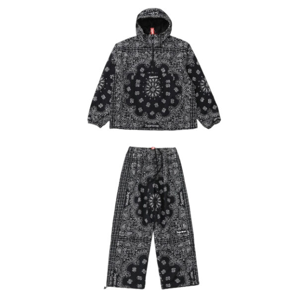 Supreme Co branded Half Zipper Hooded Jacket Set Black OKLU20261971