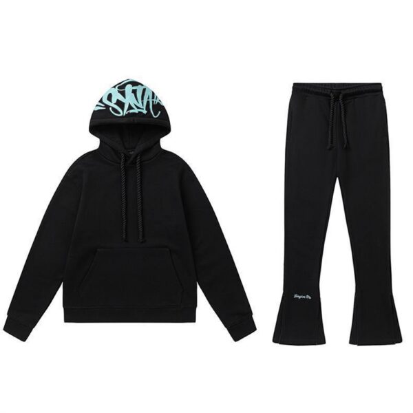 Syna Dill Hip Hop Hooded Sports Black Light Blue Set OKLU20261988