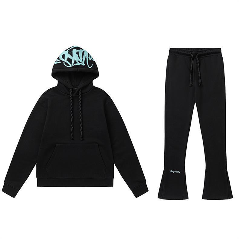 Syna Dill Hip Hop Hooded Sports Black Light Blue Set OKLU20261988