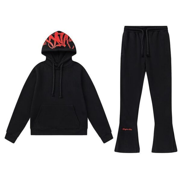 Syna Dill Hip Hop Hooded Sports Black and Red Set OKLU20261989