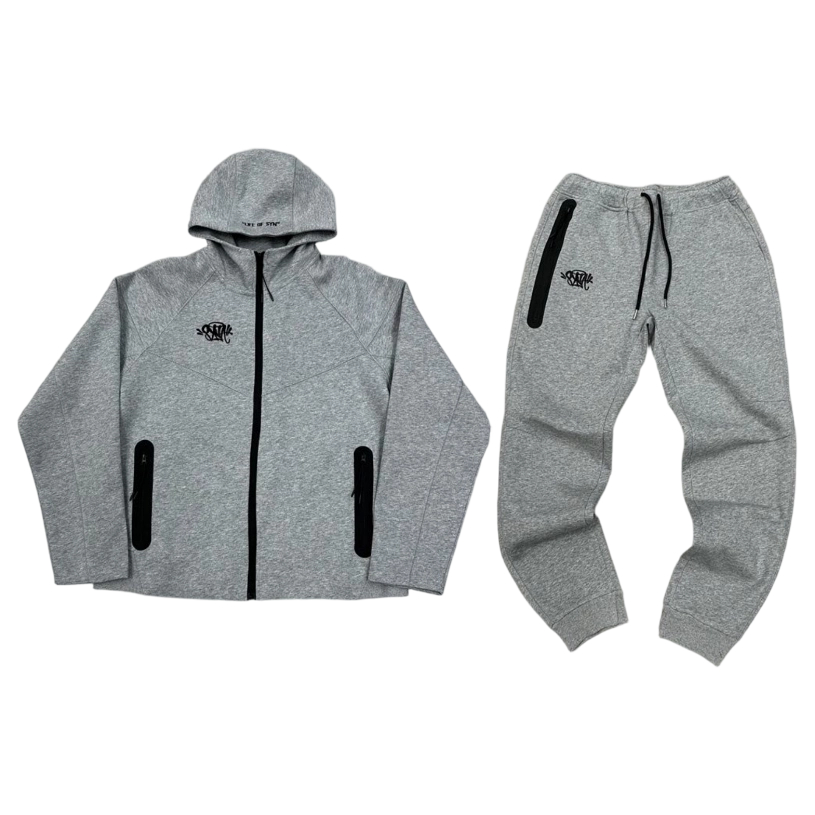 Syna Dill Splicing Color Contrasting Hooded Sport Light Grey Set OKLU20261992