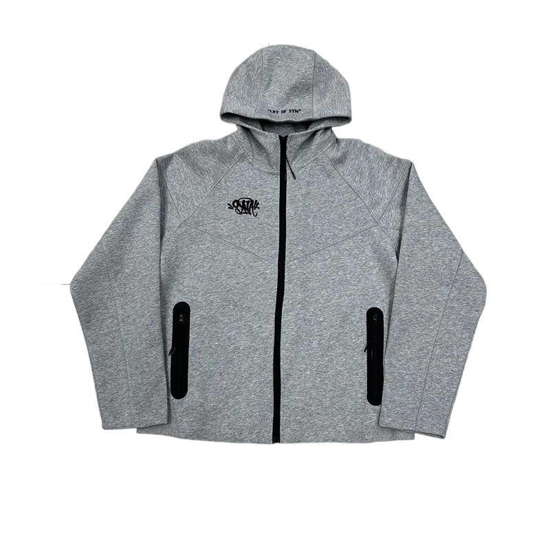Syna Dill Splicing Color Contrasting Hooded Sport Light Grey Set OKLU20261992