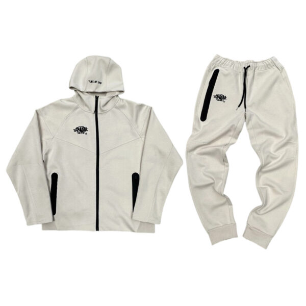 Syna Dill Splicing Color Contrasting Hooded Sports Apricot Set OKLU20261995