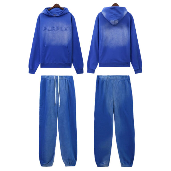 Purple Brand loose hooded sweatshirt blue set OKLU20261999