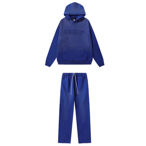 Purple Brand Gothic Letter Hoodie Blue Set OKLU20262005