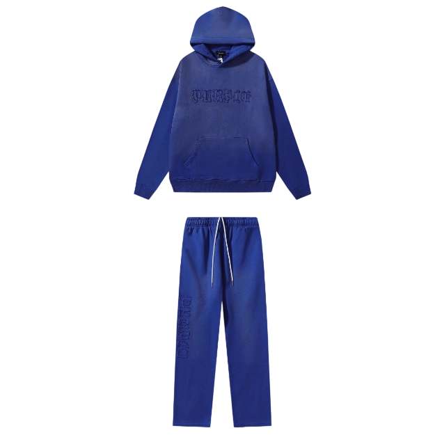 Purple Brand Gothic Letter Hoodie Blue Set OKLU20262005