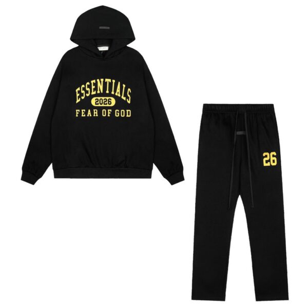 FOG round neck hoodie black set OKLU20262022