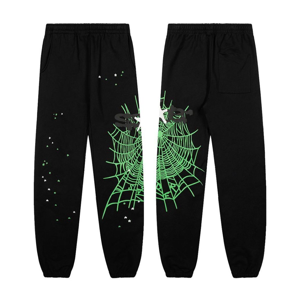 Sp5der Hoodie&Sweatpant Set Black Green Print OKLU20262032