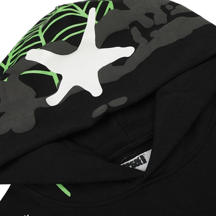 Sp5der Hoodie&Sweatpant Set Black Green Print OKLU20262032