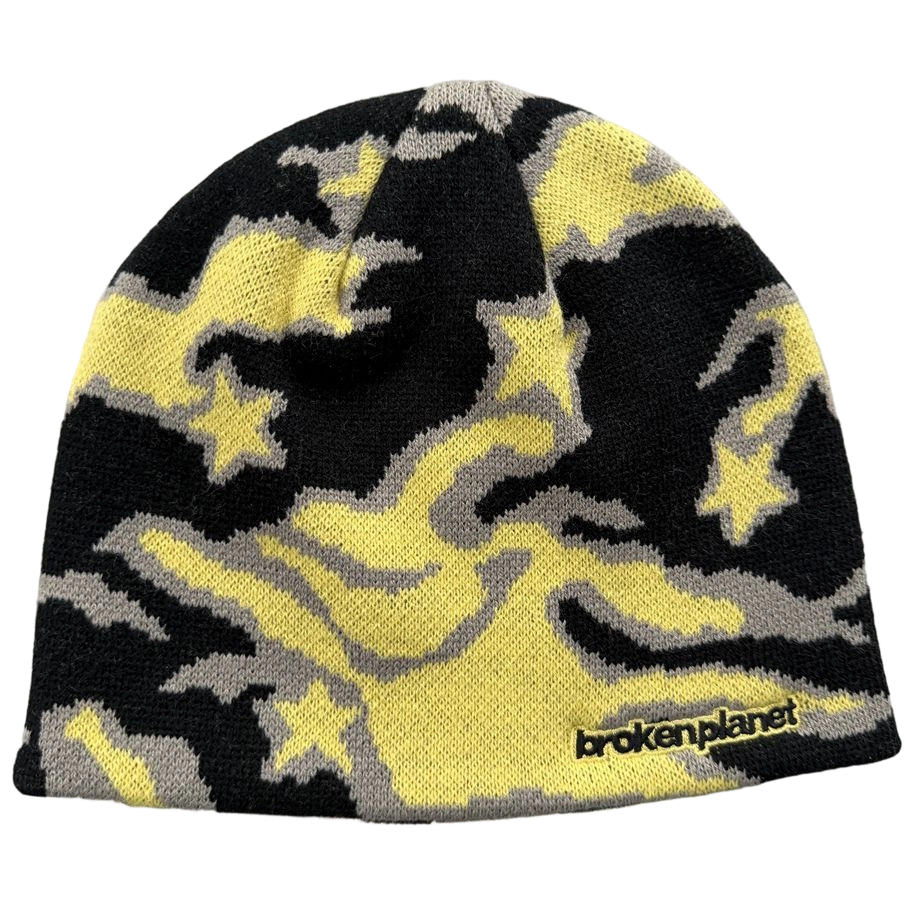 Broken Planet Camouflage Knitted Hat Camouflage Yellow Black OKLU20262143