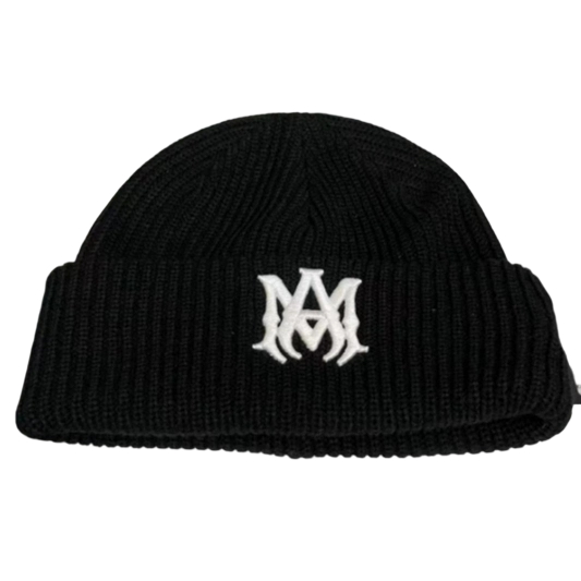 Amiri Hip Hop Beanie AM Black Embroidered White OKLU20262157